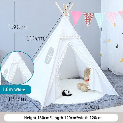 1.35M Kids Tent Play House Wigwam for Children Portable Child Tipi Tents Teepee Toddler Ball Pit Girl Castle Play Room Teepee